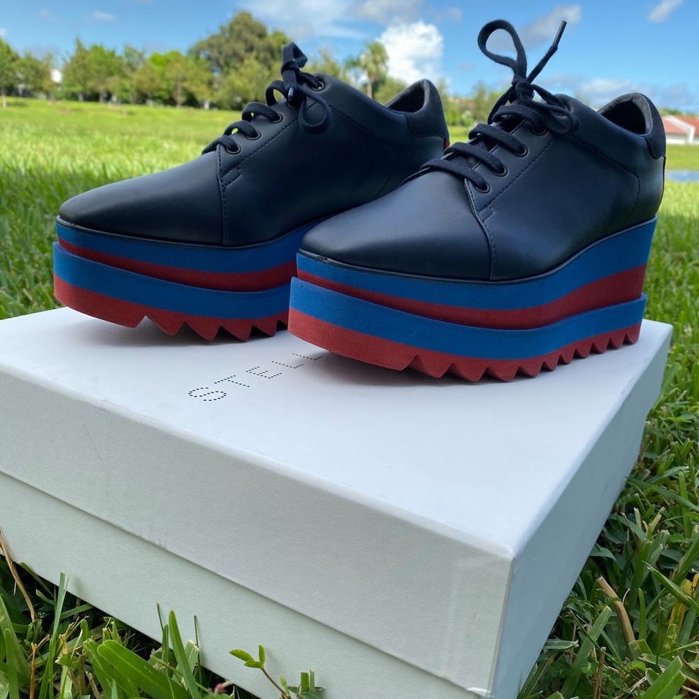 Stella McCartney Sneak-Elyse Platform Shoes Blue
